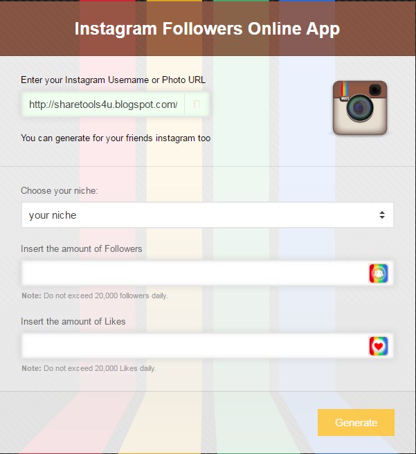 this tool is very simple because it is run online you just open the link that has been provided below and fill in your username and instagram followers - how to get a lot of followers on instagram 2017